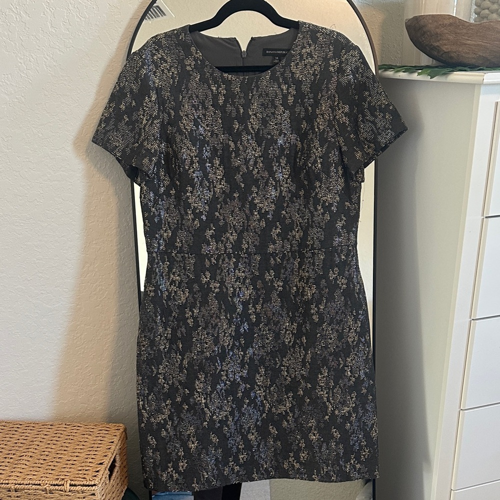 Chic Grey Metallic Mini Dress